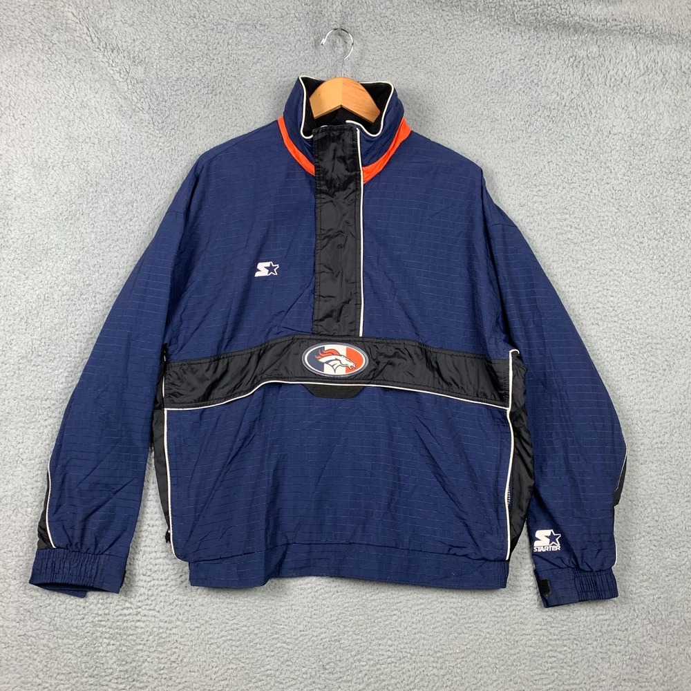 Vintage Starter Broncos Jacket Mens Large Blue Pro Line Denver Pullover Anorak